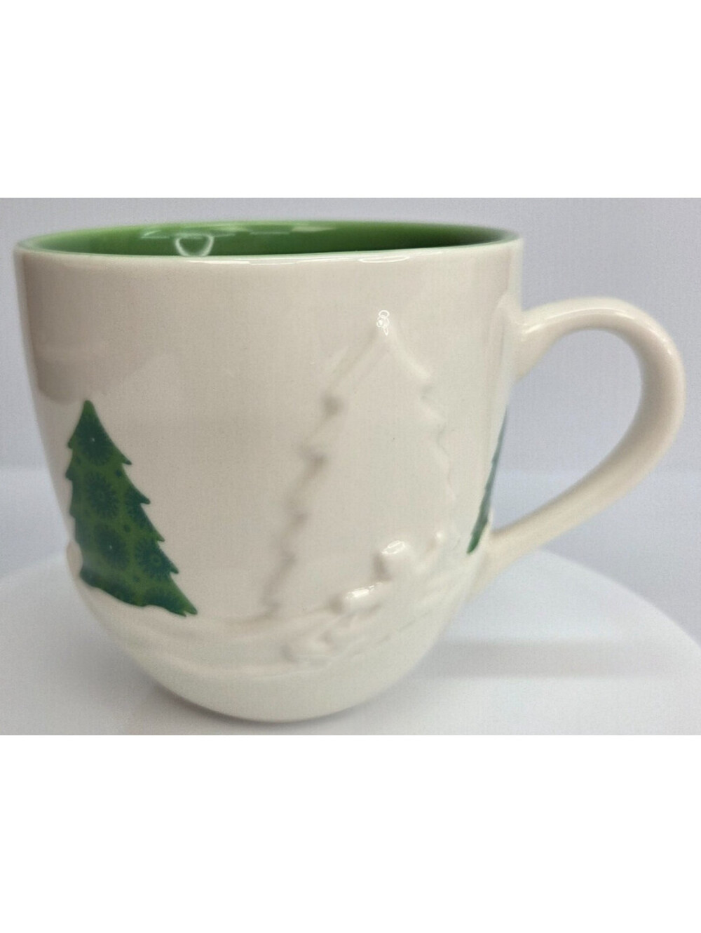 Starbucks Holiday 2006 Mug 16oz Embossed Christmas Trees Green Int Coffee Cup